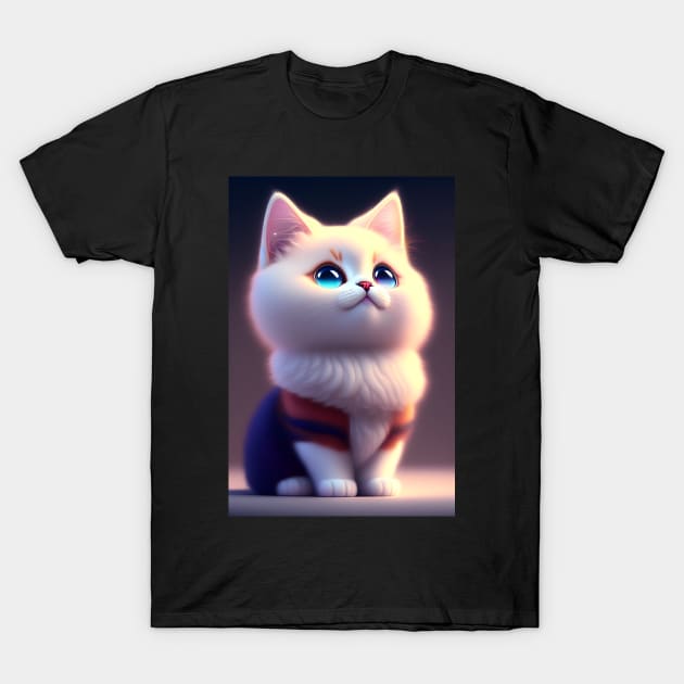 Adorable Cat Illustration - Modern Digital Art T-Shirt by Ai-michiart